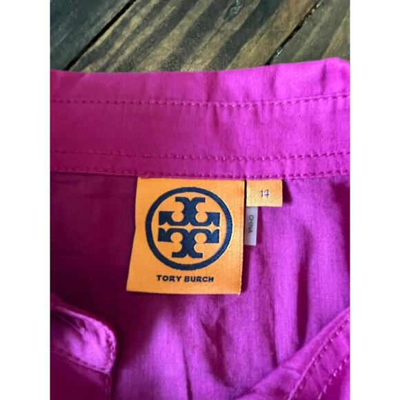 Tory Burch Button Down Women 14 Sheer Cotton Resort Lightweight Preppy Summer - Picture 10 of 12